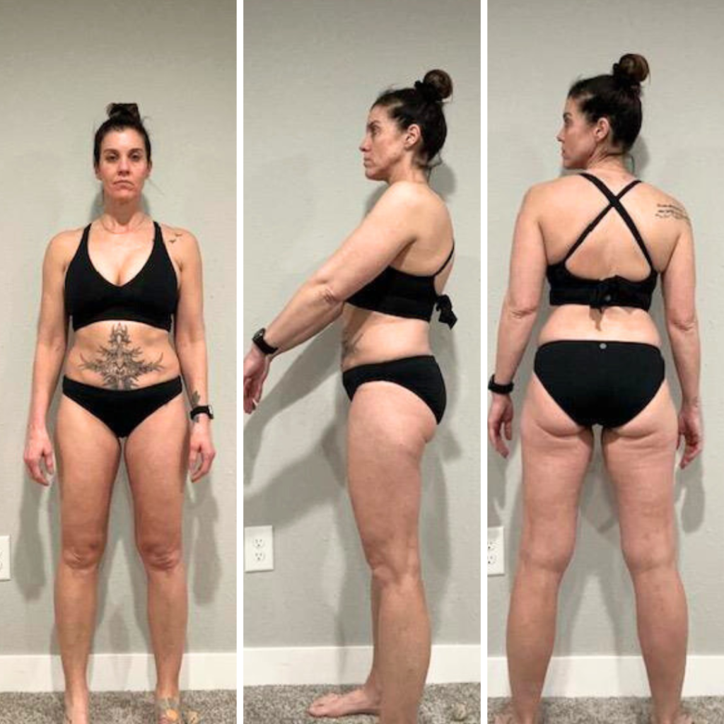 Krista’s fitness journey overcoming perimenopause-related weight gain and belly fat with strength training and nutrition.