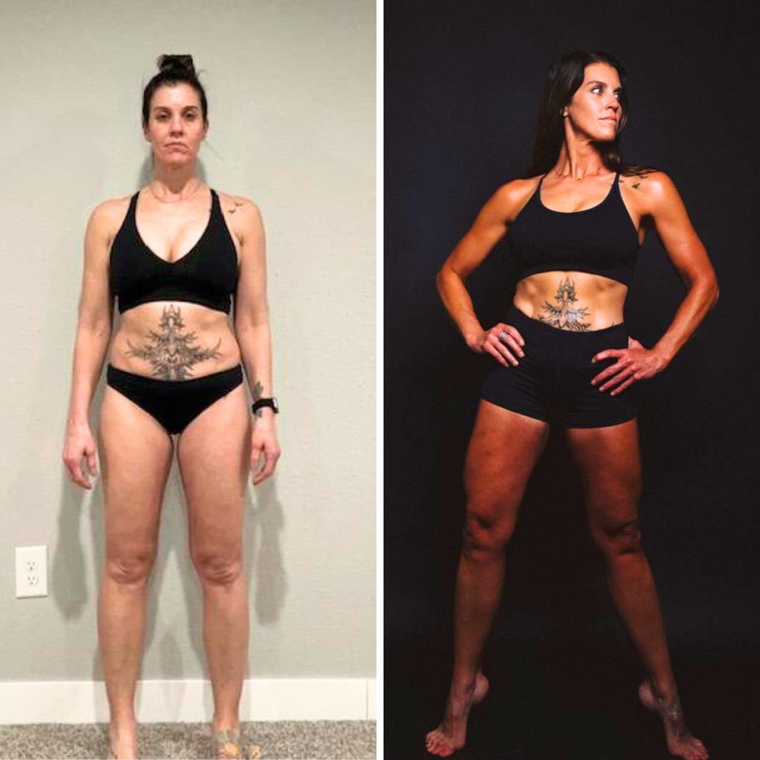 Krista’s fitness journey overcoming perimenopause-related weight gain and belly fat with strength training and nutrition.